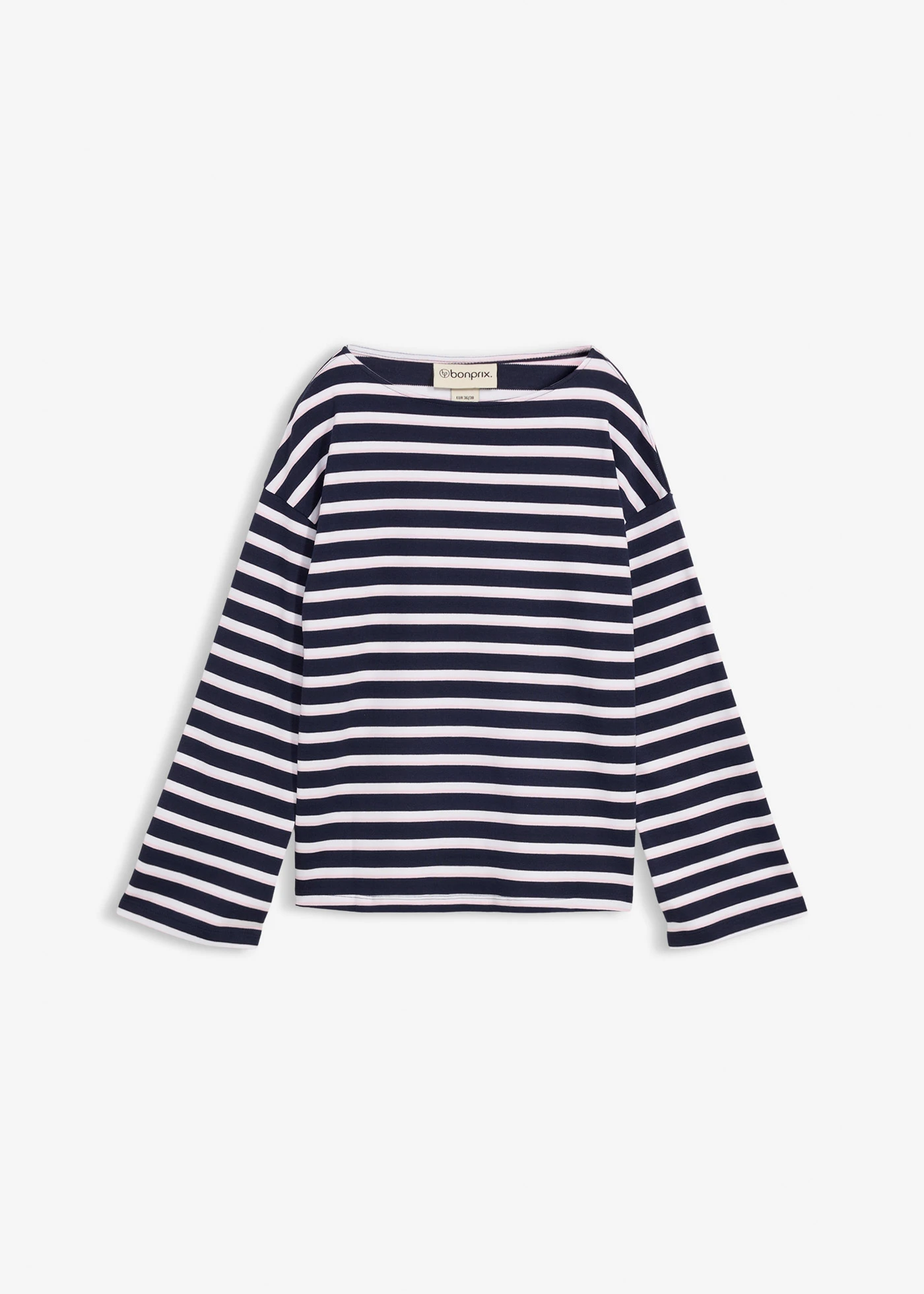 Longsleeve van puur biologisch katoen • wit-kristalroze-donkerblauw • bonprix online shop