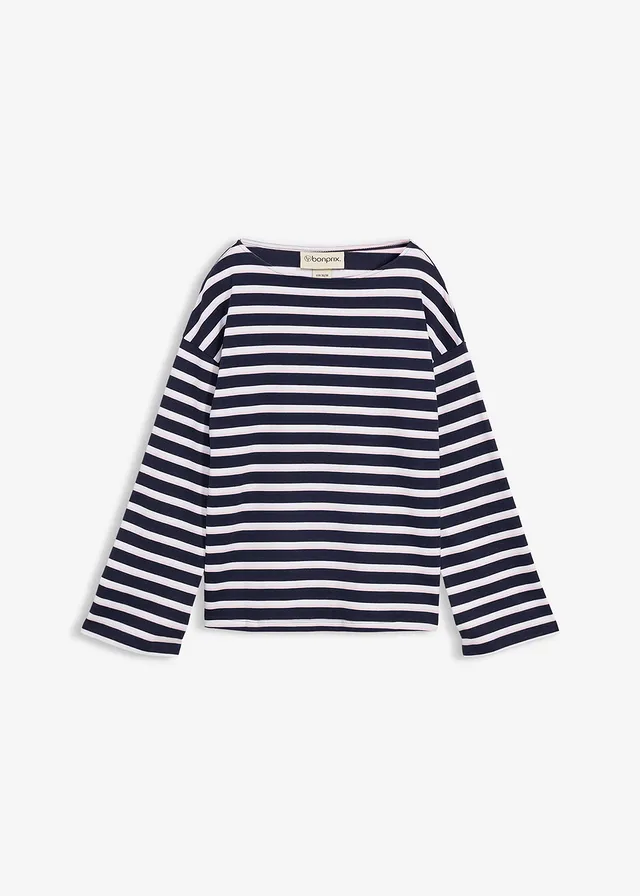 Longsleeve van puur biologisch katoen • wit-kristalroze-donkerblauw • bonprix online shop