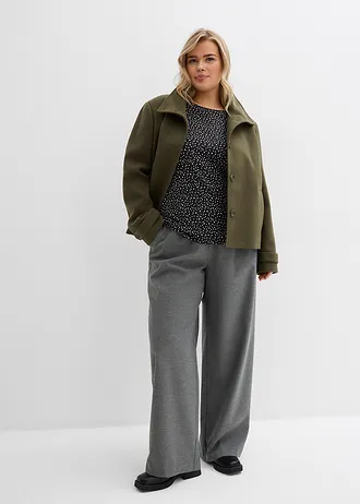 Longsleeve  (set van 2) van katoen-elastanmix, Kleur: zwart/wolwit