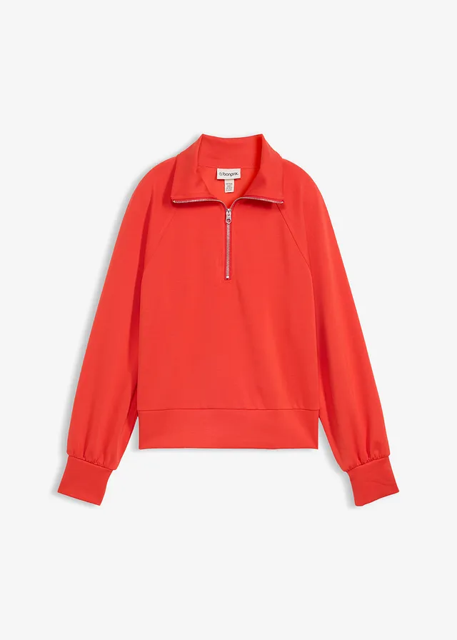 Bluză casual din material scuba moale • roșu-căpșună • magazin bonprix