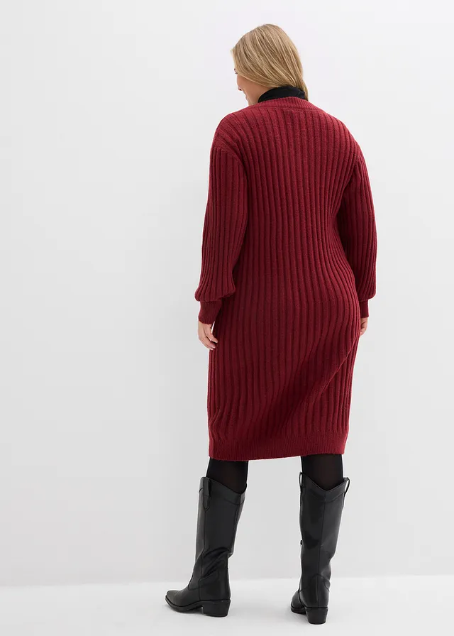 Gebreide jurk, Kleur: robijnrood