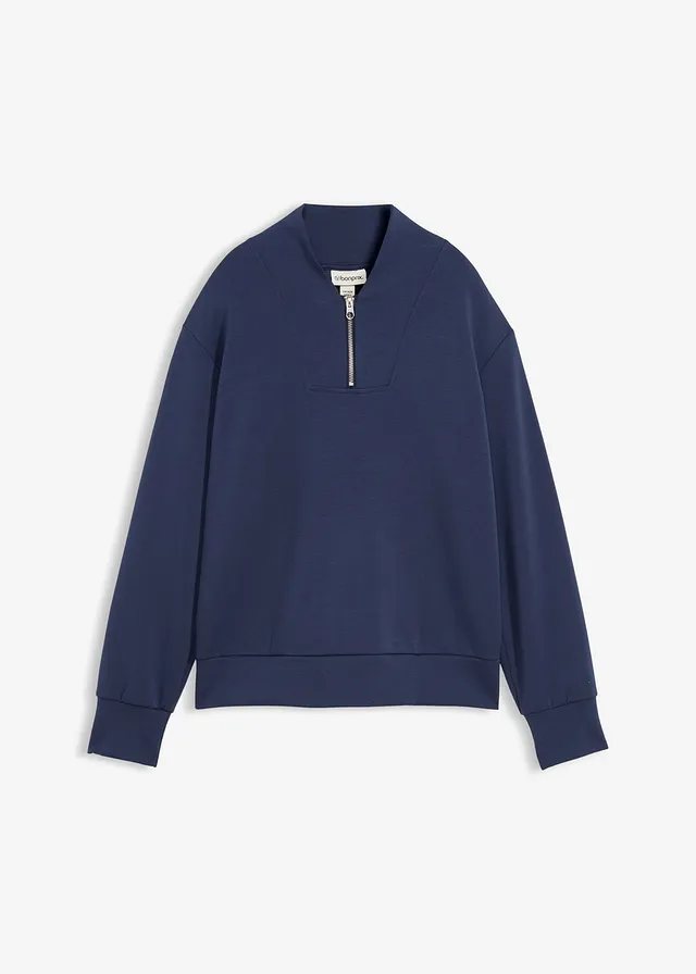 Sweater in een zachte viscosemix, Kleur: donkerblauw