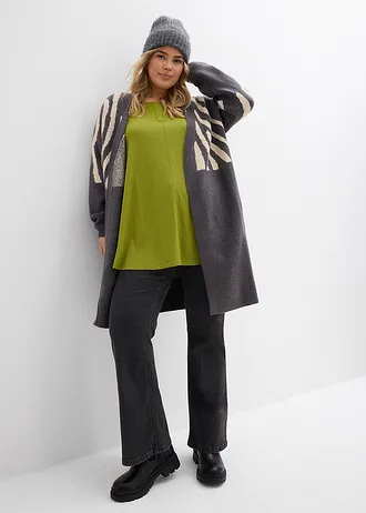 Longsleeve van een katoen/viscose-mix, Kleur: mosgroen