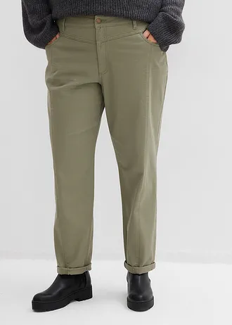 Pantalon en twill coton élasthanne, Couleur: olive