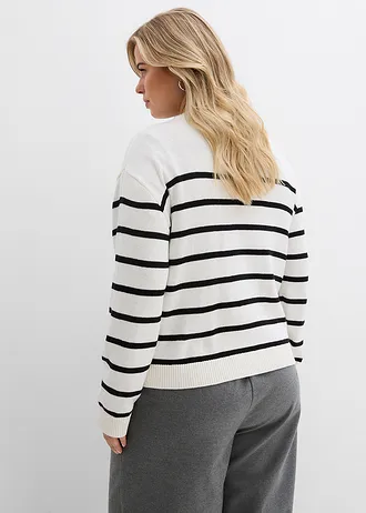 Gilet en maille, Couleur: écru-noir