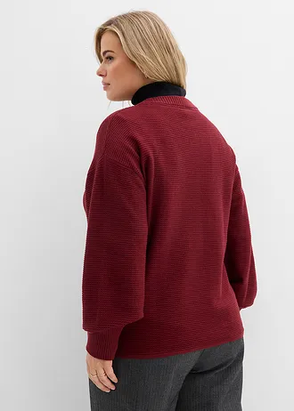 Trui met ronde hals en katoen, Kleur: robijnrood