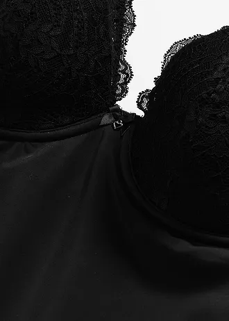 Top soutien-gorge sculptant à coques et dentelle, maintien modéré • noir • Boutique bonprix