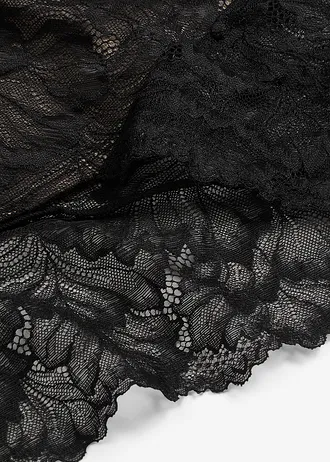 Chilot panty maxi din dantelă fină • negru/maro deschis • magazin bonprix