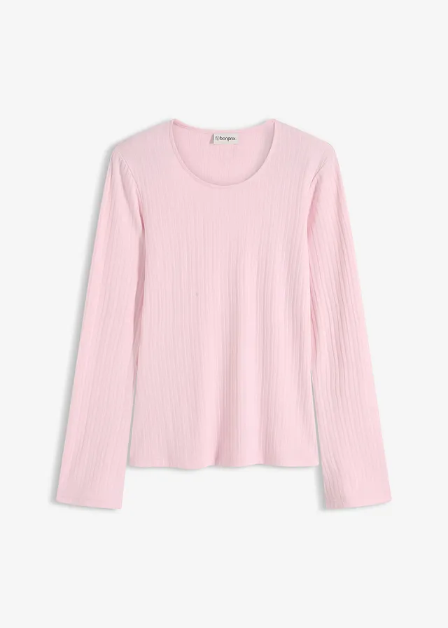 Longsleeve van geribd materiaal • kristalroze • bonprix online shop