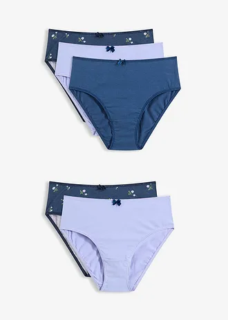 Lot de 5 slips Maxi confortables • bleu floral + lavande clair + bleu • Boutique bonprix