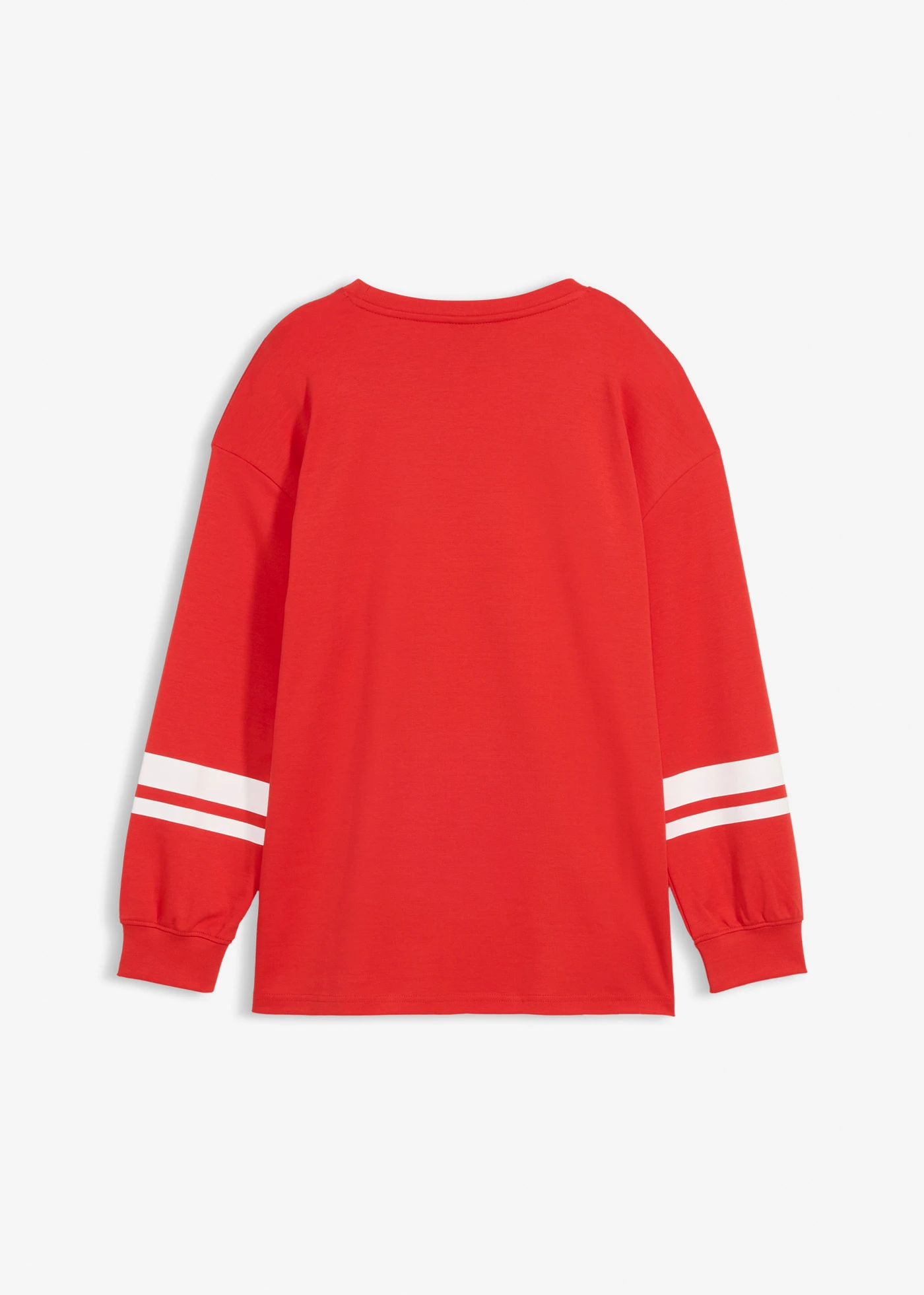 Oversized longsleeve van biologisch katoen • aardbeirood-wit met print • bonprix online shop