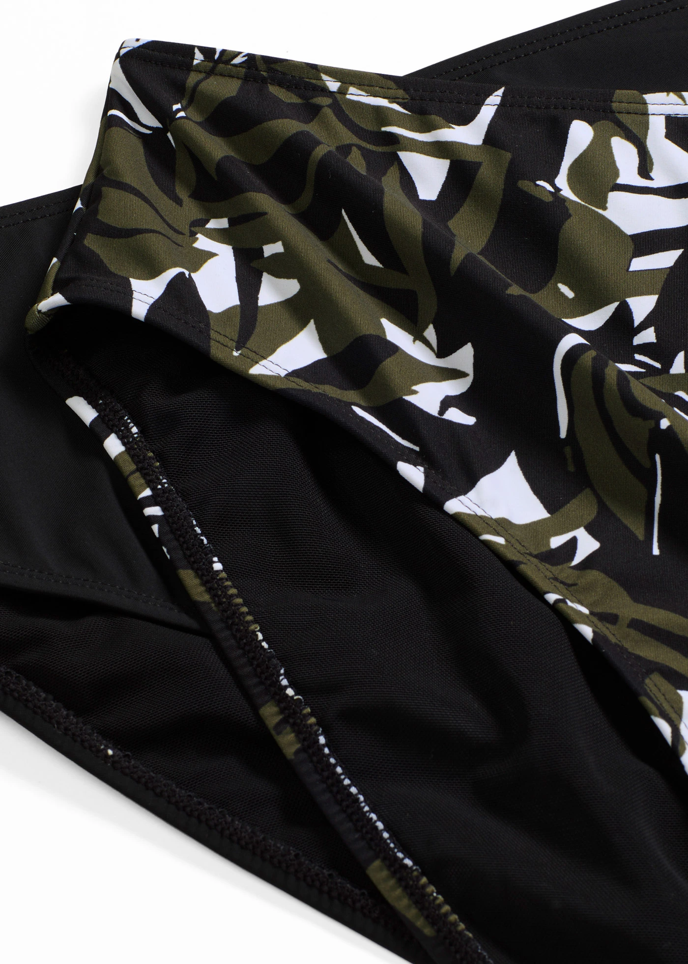 Stahovací bikinové kalhotky s vysokým pasem a lehkým tvarujícím efektem (2 ks v balení) • černá + přírodní bílo-černo-olivová s potiskem • bonprix obchod