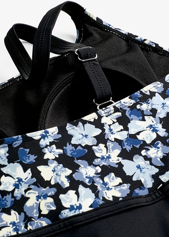 Sukienka kąpielowa lekko modelująca • czarno-niebieski w kwiaty • sklep bonprix