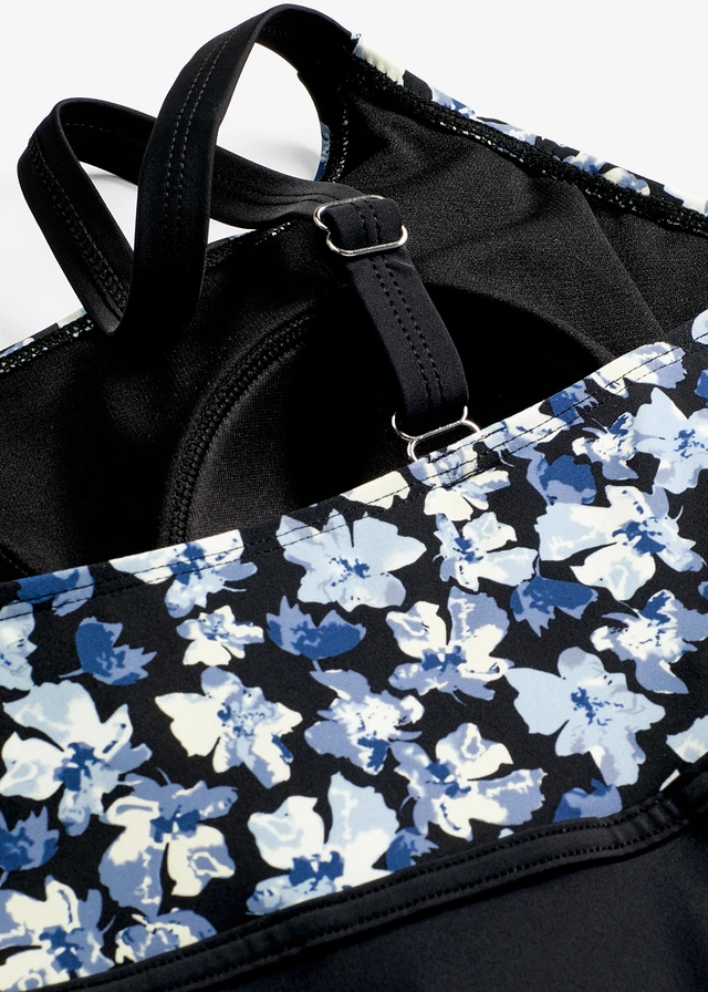 Robe de bain sculptante, maintien léger • noir/bleu floral • product-page.page-title-suffix