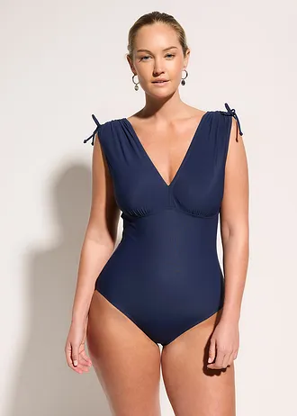 Costum de baie cu efect de modelare ușor, cu bretele late • bleumarin • magazin bonprix