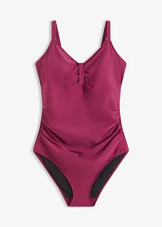 Costum baie cu efect de modelare mediu, drapat • mov-afină • magazin bonprix