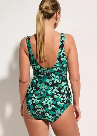 Licht corrigerend badpak • zwart-groen gebloemd • bonprix online shop