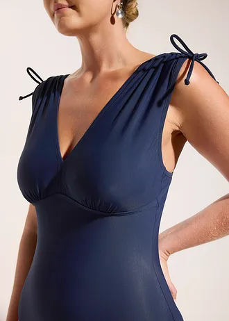Kostium kąpielowy shape z szerokimi ramiączkami, lekki stopień modelowania sylwetki • granatowy • sklep bonprix