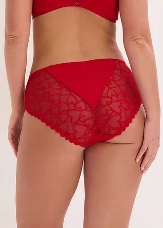 Maxislip met mooi kant, Kleur: salsarood