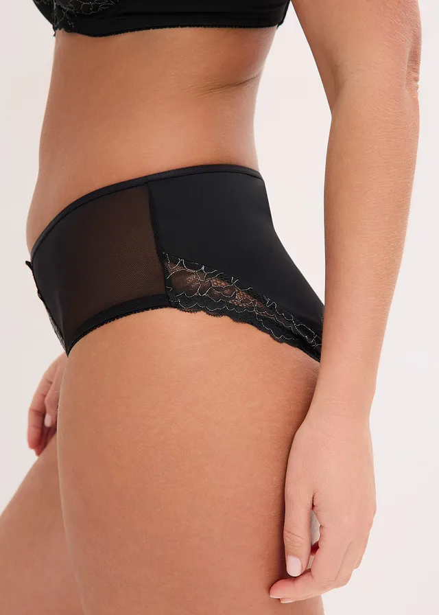 Slip maxi avec dentelle • noir/argenté mat • product-page.page-title-suffix