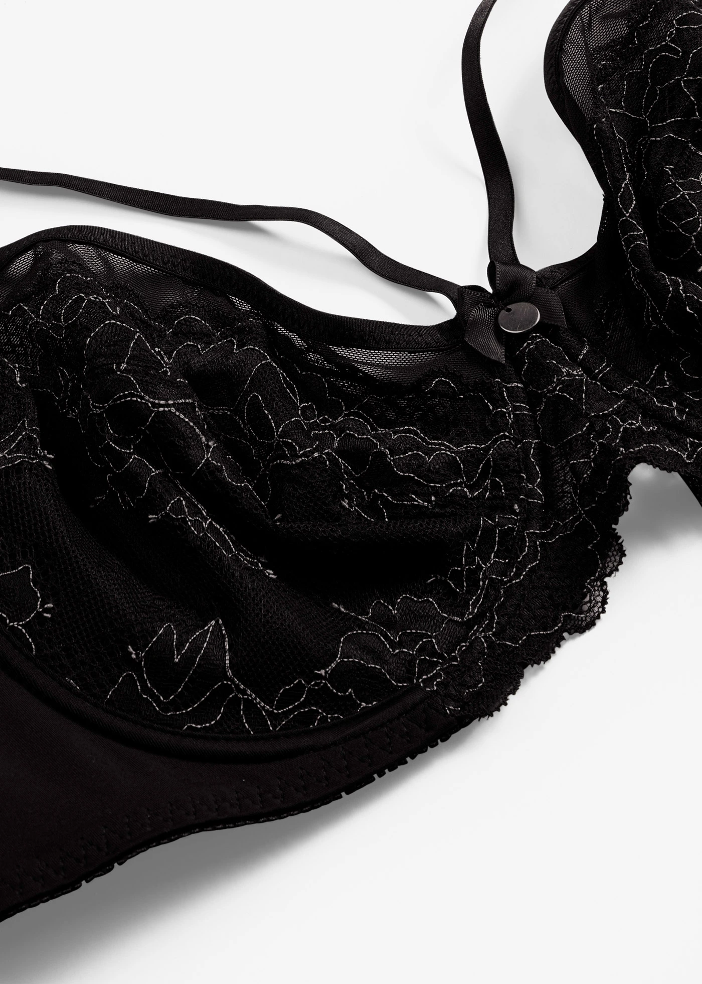 Sutien minimizer cu dantelă fină • negru-argintiu mat • magazin bonprix