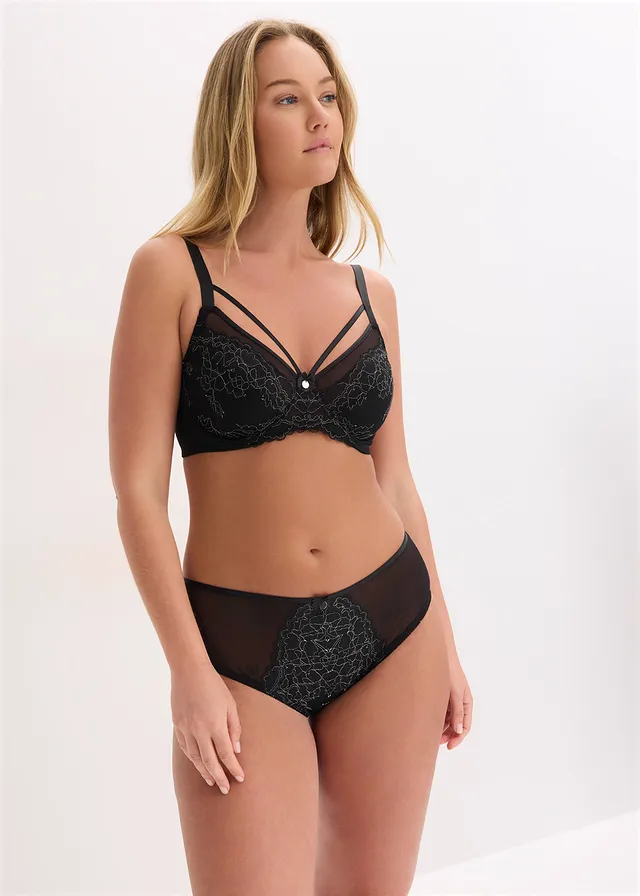 Minimizer bh met beugels en fijn kant, Kleur: zwart-mat zilver