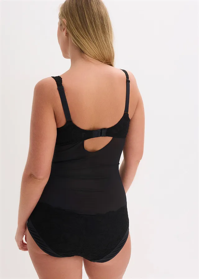 Licht corrigerende body met kant, Kleur: zwart