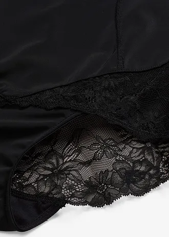 Alakformáló száras alsó, High Waist, közepes formáló hatással, csipkével • fekete • bonprix áruház