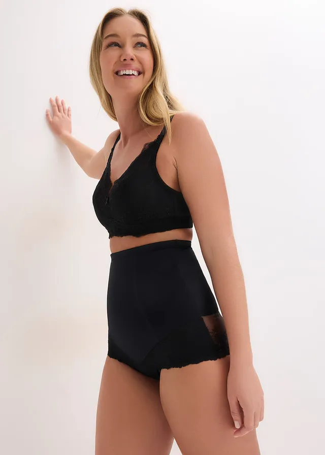 Culotte sculptante taille haute avec dentelle, maintien modéré • noir • product-page.page-title-suffix