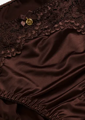 Figi maxi z efektem połysku • ciemnobrązowy • sklep bonprix