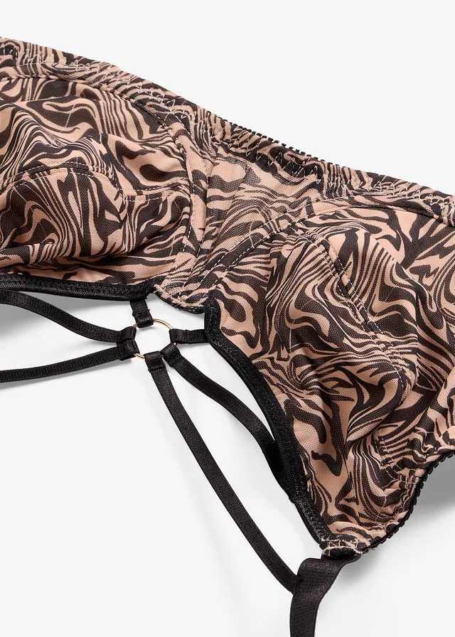 Soutien-gorge minimiseur avec bijou et mesh imprimé • noir/zèbre • product-page.page-title-suffix