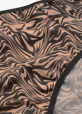 Maxislip van bedrukt mesh • zwart met zebraprint • bonprix online shop