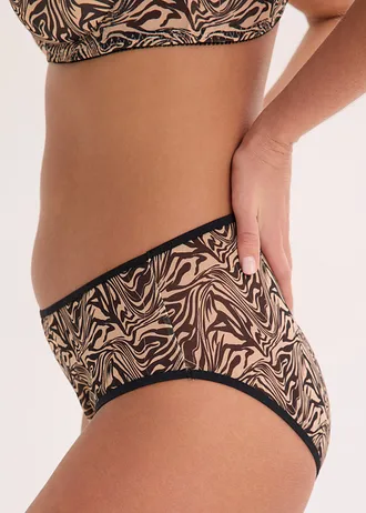 Maxislip van bedrukt mesh • zwart met zebraprint • bonprix online shop