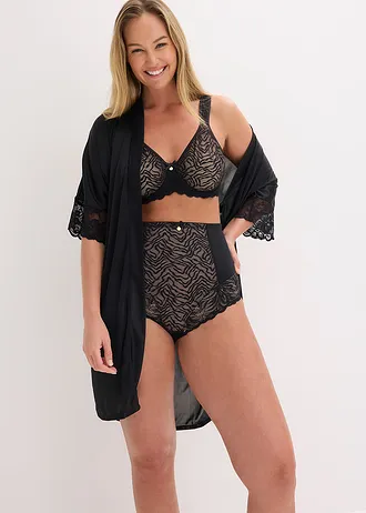 Figi panty z koronką, średni stopień modelowania • czarny • sklep bonprix