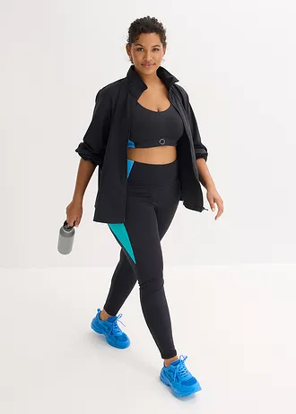 Oversized outdoor jas van stevig katoen, Kleur: zwart+grijs