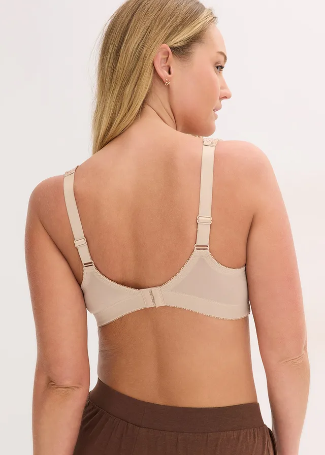 Soutien-gorge grand maintien sans armatures, bretelles rembourrées, Couleur: beige craie
