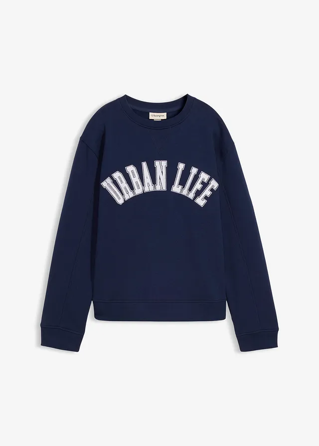 Oversized sweater van katoen • donkerblauw • bonprix online shop