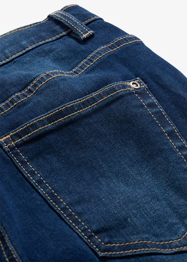 Jean slim extensible, taille réglable, droit, Couleur: bleu foncé denim