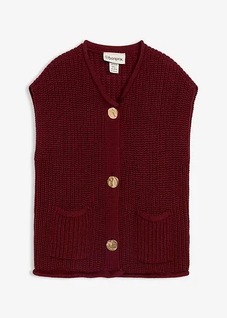 Gilet sans manches en maille avec des poches, Couleur: fraise
