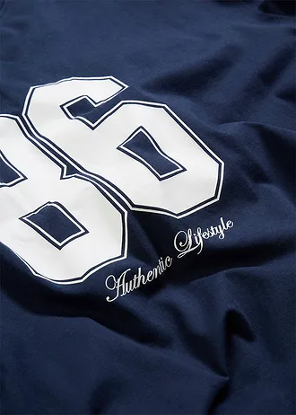 Oversized longsleeve van biologisch katoen • donkerblauw/wit met print • bonprix online shop