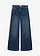 Jean large taille mi-haute, long, Couleur: bleu foncé denim used