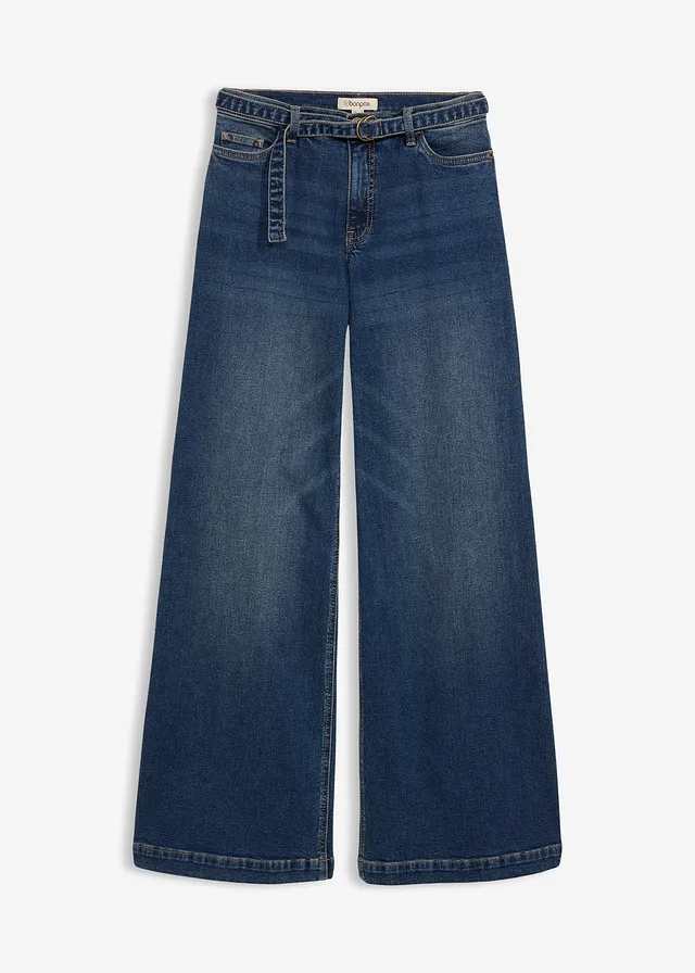 Jean large taille mi-haute, long