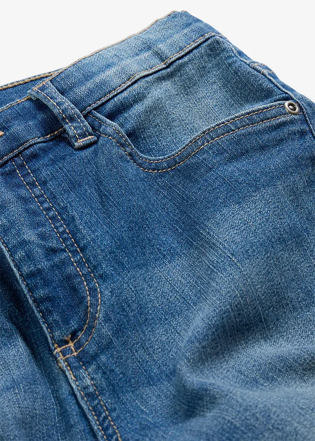 Strečové Skinny džíny s nastavitelným pasem, Straight, barva: modrý denim