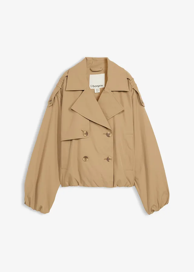 Korte trenchcoat, Kleur: kakibruin