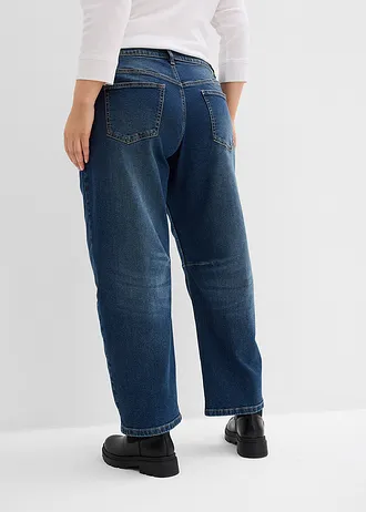 Džíny Barrel, Mid Waist, barva: tmavě modrý denim used