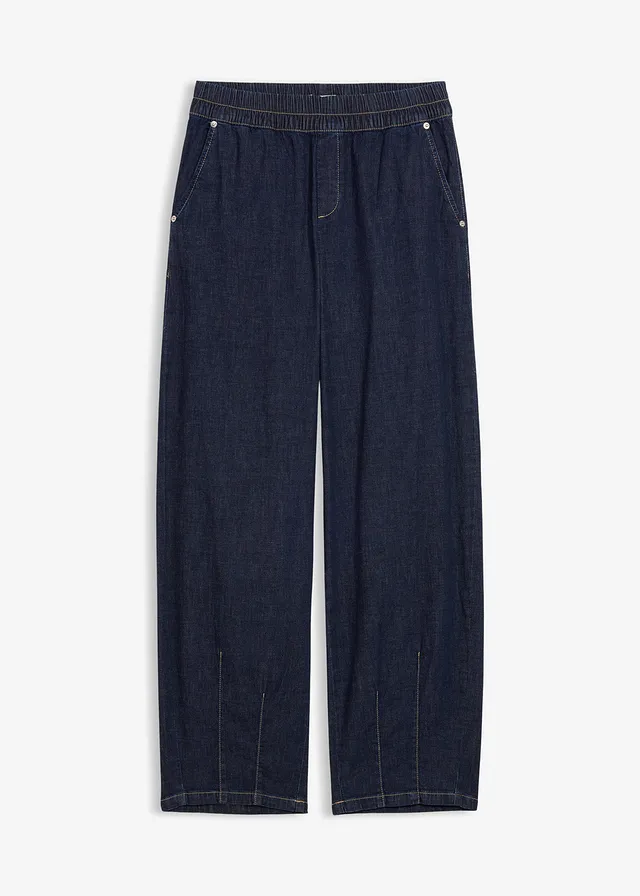 Barrel jeans mid waist met comfortband