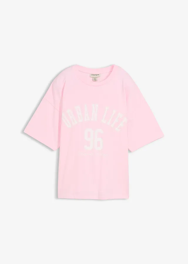 T-shirt oversize • rose cristal-blanc imprimé • Boutique bonprix