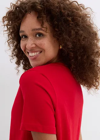 Tricou din bumbac 100% • roșu-alb, cu imprimeu • magazin bonprix