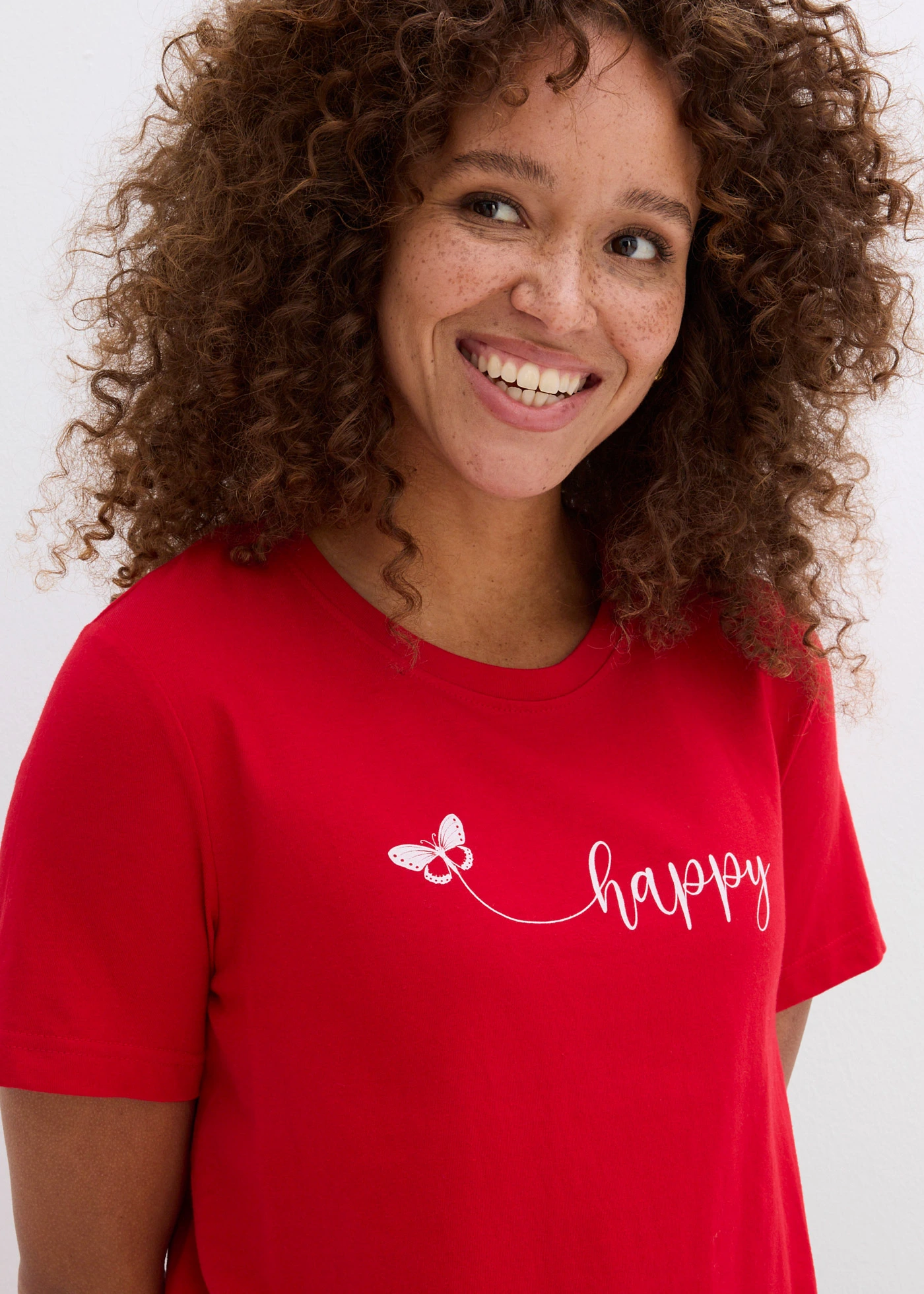 Tricou din bumbac 100% • roșu-alb, cu imprimeu • magazin bonprix