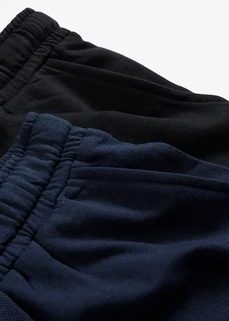 Joggingové kalhoty z bavlněné směsi (2 ks v balení) • černá + tmavě modrá • bonprix obchod